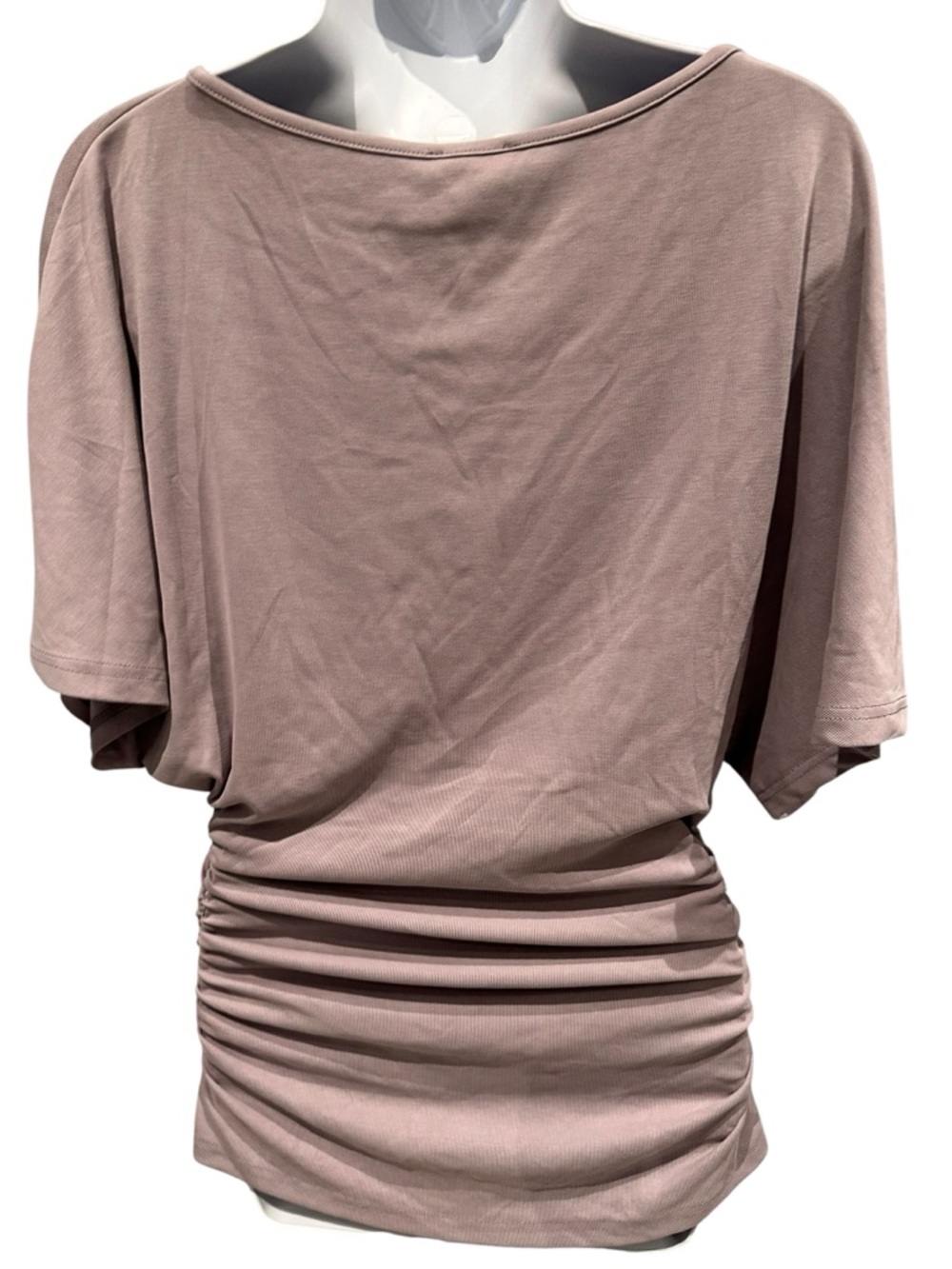 OGL | Sandwashed Effortless Boatneck Batwing Sleeve Side Ruched Top Purple Fog L - Picture 11 of 16